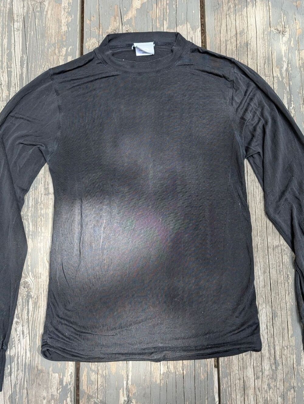 Polar Edge 100% Pure Silk Base Layer Shirt M Black Thermal Long Sleeve Ski